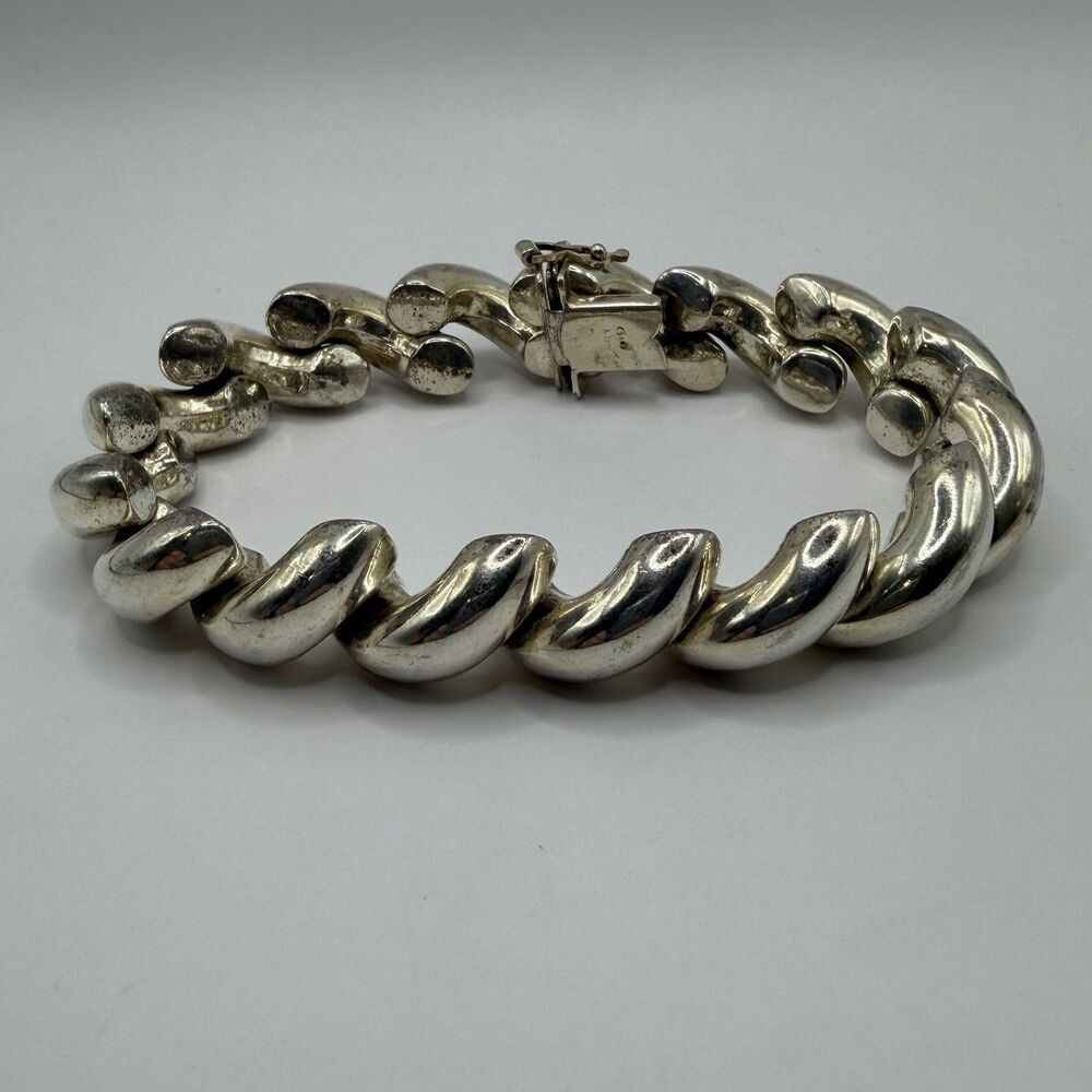 Vintage 925 Sterling Silver San Marco Twist Link Bracelet 8.5" 40.8g